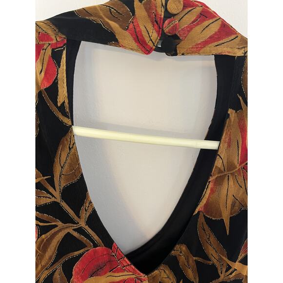 Jessica Howard Vtg Womens 10 Halter Long Dress Sheath Black Floral Party Resort - Picture 6 of 9